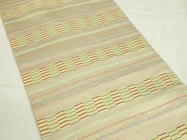 平和屋着物◎つけ帯　唐織　横段文　正絹　逸品　DABC9922qp
