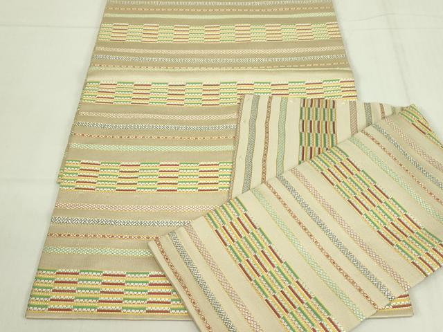 平和屋着物◎つけ帯 唐織 横段文 正絹 逸品 DABC9922qp