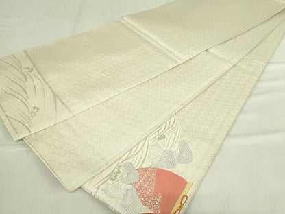 平和屋着物◎佐賀錦　太鼓柄袋帯　立波帆掛松文　金銀糸　逸品　DABC9926qp