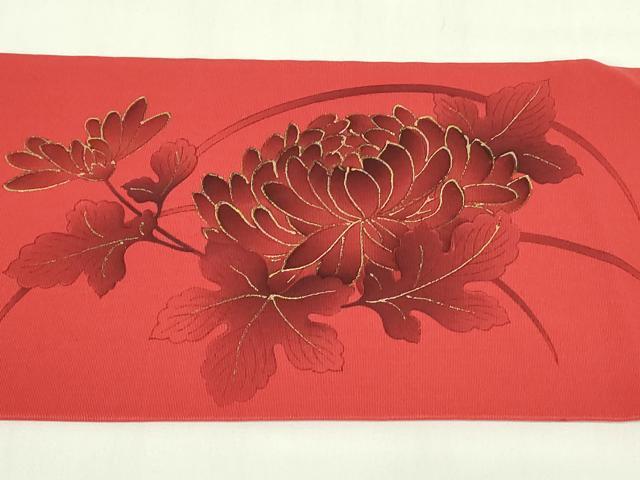 平和屋着物◎九寸名古屋帯　駒刺繍　乱菊　金彩　正絹　逸品　DABC9927qp