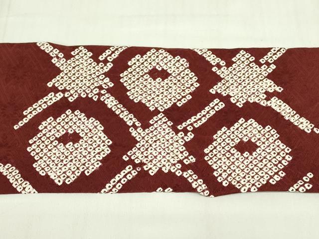 平和屋着物◎九寸名古屋帯　絞り　花菱文　正絹　逸品　DABC9930qp