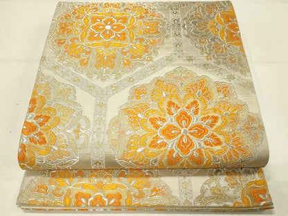 平和屋着物◎六通柄袋帯　亀甲花文　金銀糸　やまとオリジナル　正絹　逸品　DABC9946qp