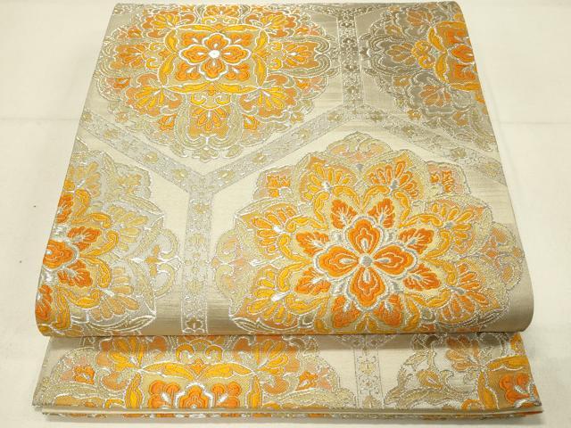 平和屋着物◎六通柄袋帯　亀甲花文　金銀糸　やまとオリジナル　正絹　逸品　DABC9946qp