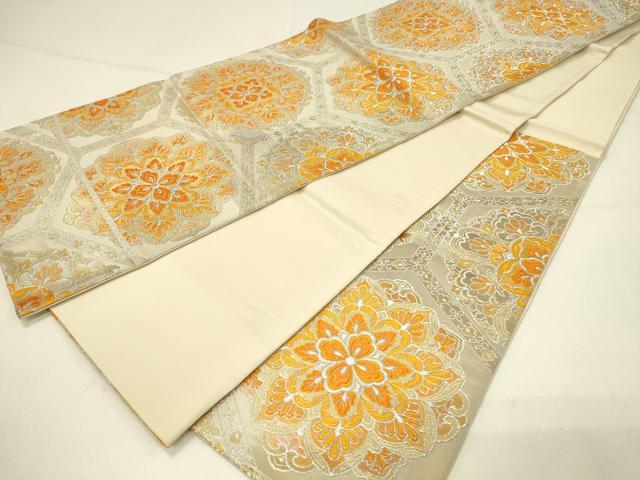 平和屋着物◎六通柄袋帯　亀甲花文　金銀糸　やまとオリジナル　正絹　逸品　DABC9946qp