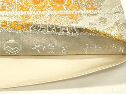 平和屋着物◎六通柄袋帯　亀甲花文　金銀糸　やまとオリジナル　正絹　逸品　DABC9946qp