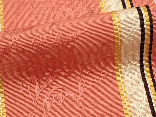 平和屋着物◎本場筑前博多織　半幅帯　花間道　田中利弘作　証紙付き　正絹　逸品　DABC9952qp