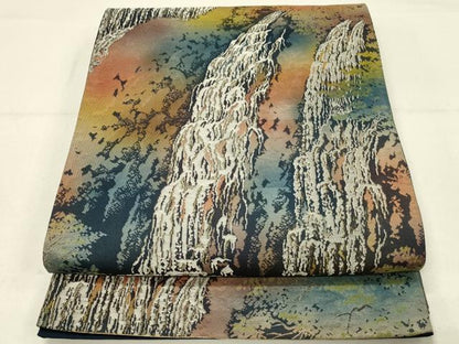 平和屋着物◎六通柄袋帯　国立公園　樹林文　金糸　正絹　逸品　DABC9955qp