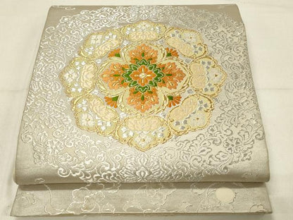 平和屋着物◎六通柄袋帯 舞花文 金銀糸 さが美扱い 正絹 逸品 DABC9957qp