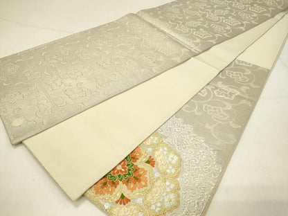平和屋着物◎六通柄袋帯 舞花文 金銀糸 さが美扱い 正絹 逸品 DABC9957qp