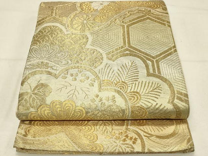 平和屋着物◎六通柄袋帯　花松文　金糸　正絹　逸品　DABC9969qp