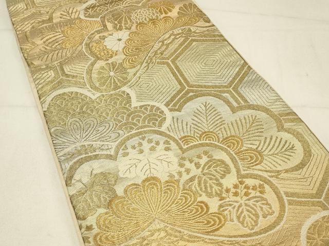 平和屋着物◎六通柄袋帯　花松文　金糸　正絹　逸品　DABC9969qp