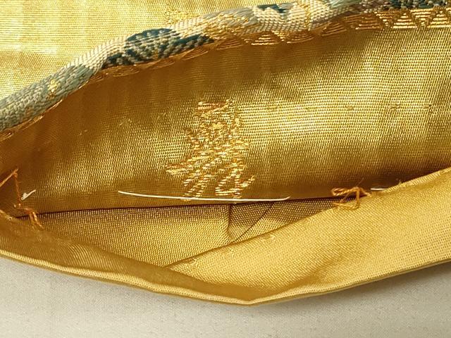 平和屋着物◎六通柄袋帯　手織　舞　衝立花松文　金糸　引箔　正絹　逸品　DABC9976qp