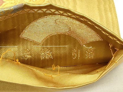 平和屋着物◎六通柄袋帯　手織　舞　衝立花松文　金糸　引箔　正絹　逸品　DABC9976qp