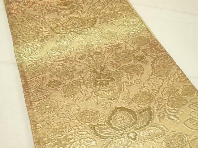平和屋着物◎六通柄袋帯　ふくれ織　花菱文　金糸　正絹　逸品　DABC9980qp