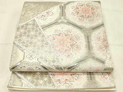 平和屋着物◎六通柄袋帯 唐織 天平更沙華文 プラチナ箔 正絹 逸品 DABC9984qp