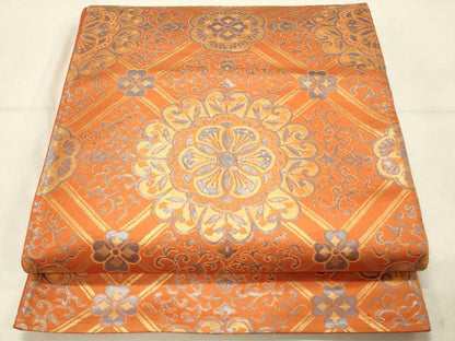 平和屋着物◎六通柄袋帯　天井花文　金銀糸　正絹　逸品　DABC9986qp