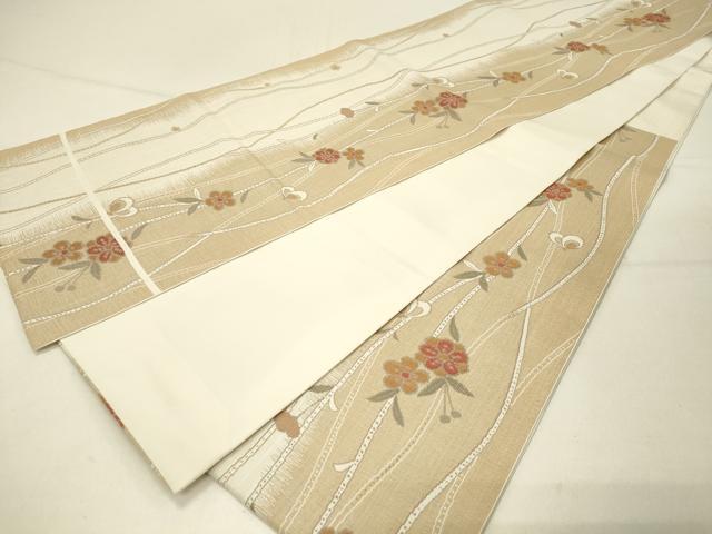平和屋着物◎六通柄袋帯　草花文　正絹　逸品　DABC9994qp