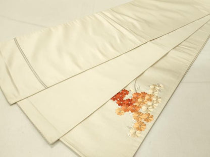 平和屋着物◎太鼓柄袋帯　駒刺繍　総刺繍　籬花文　銀糸　正絹　逸品　DABC9997qp