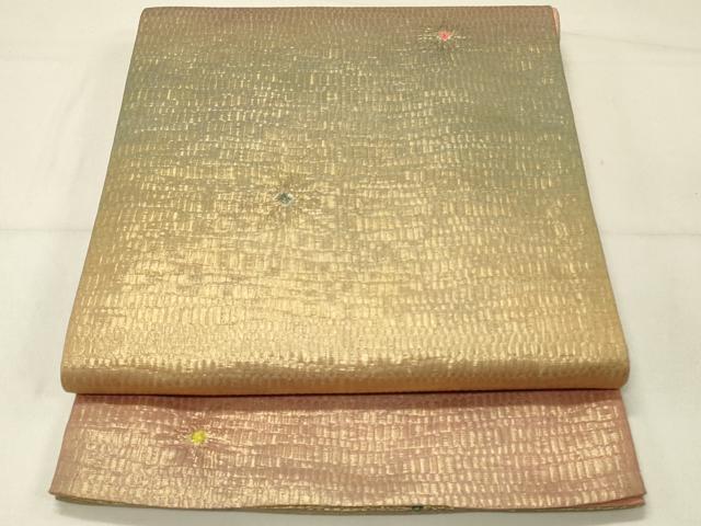 平和屋着物◎全通柄袋帯 絞り 霞文 金糸 正絹 逸品 DABC9999qp
