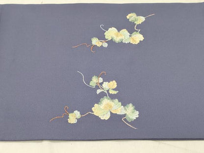 平和屋着物●太鼓柄京袋帯　総刺繍　蔦の葉文　銀糸　正絹　逸品　DABD0007op