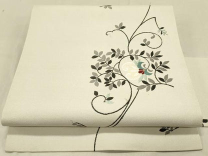 平和屋着物●九寸名古屋帯　更紗花文　金糸　正絹　逸品　DABD0015op