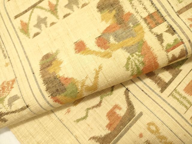 平和屋着物●九寸名古屋帯　紬地　エジプト壁画文様　正絹　逸品　DABD0030op