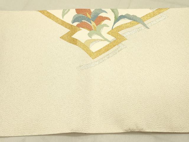 平和屋着物●爪掻き本綴れ　八寸名古屋帯　花鳥文　金銀糸　正絹　逸品　DABD0032op