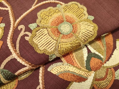 平和屋着物●中国三大刺繍　相良刺繍　総刺繍　八寸名古屋帯　紬地　更紗花文　正絹　逸品　DABD0033op