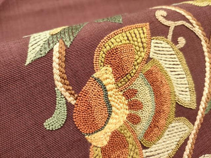 平和屋着物●中国三大刺繍　相良刺繍　総刺繍　八寸名古屋帯　紬地　更紗花文　正絹　逸品　DABD0033op