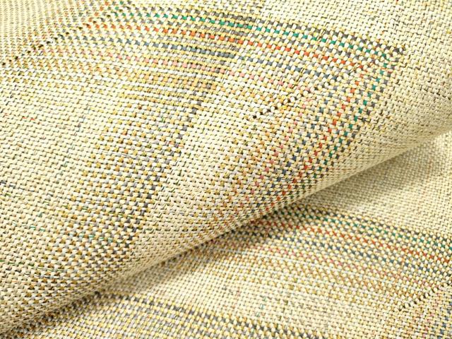 平和屋着物▽八寸名古屋帯 スリーシーズン 春夏秋 組織 幾何学文様 金糸 正絹 逸品 未使用 DABD0036op