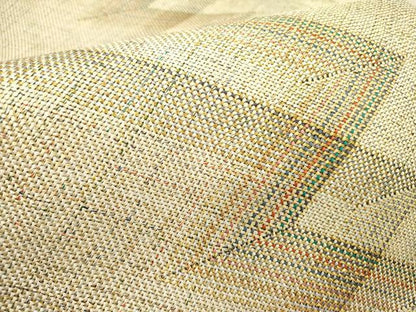 平和屋着物▽八寸名古屋帯 スリーシーズン 春夏秋 組織 幾何学文様 金糸 正絹 逸品 未使用 DABD0036op