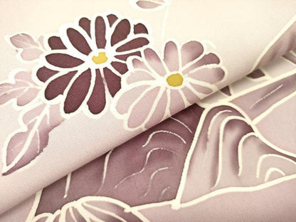 平和屋着物●塩瀬　つけ帯　草花　正絹　逸品　DABD0037op