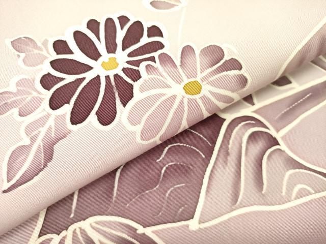 平和屋着物●塩瀬　つけ帯　草花　正絹　逸品　DABD0037op