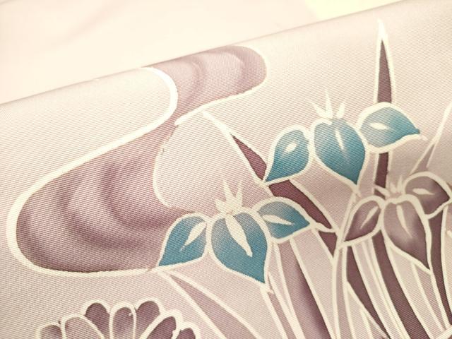 平和屋着物●塩瀬　つけ帯　草花　正絹　逸品　DABD0037op