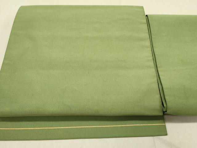 平和屋着物●爪掻き本綴れ　つけ帯　松葉色　正絹　逸品　DABD0039op