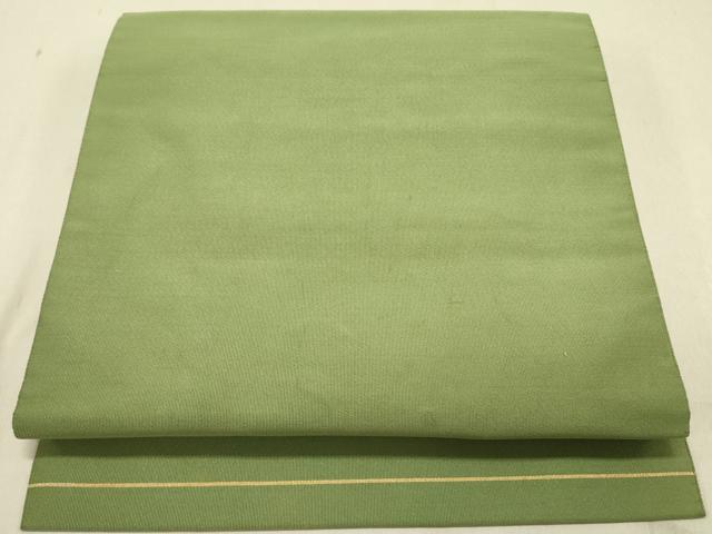 平和屋着物●爪掻き本綴れ　つけ帯　松葉色　正絹　逸品　DABD0039op