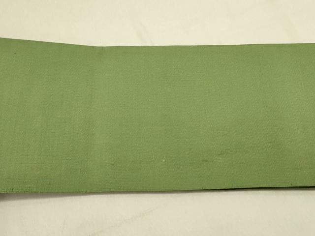 平和屋着物●爪掻き本綴れ　つけ帯　松葉色　正絹　逸品　DABD0039op