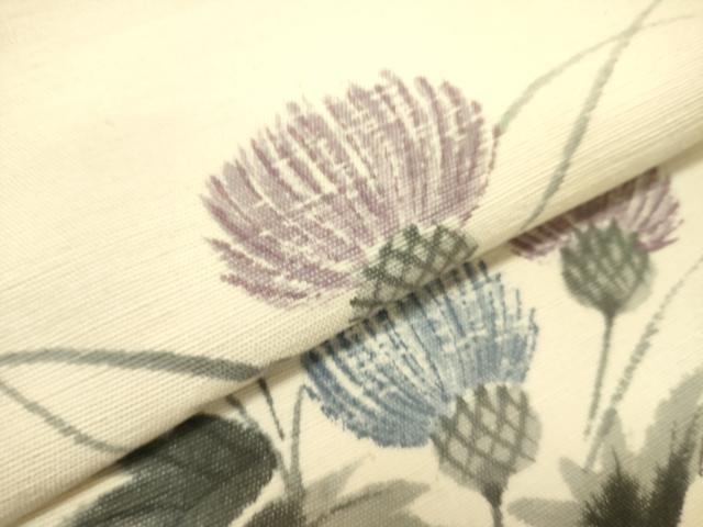 平和屋着物●八寸名古屋帯　作家物　手描き　紬地　裏菊　正絹　逸品　DABD0041op