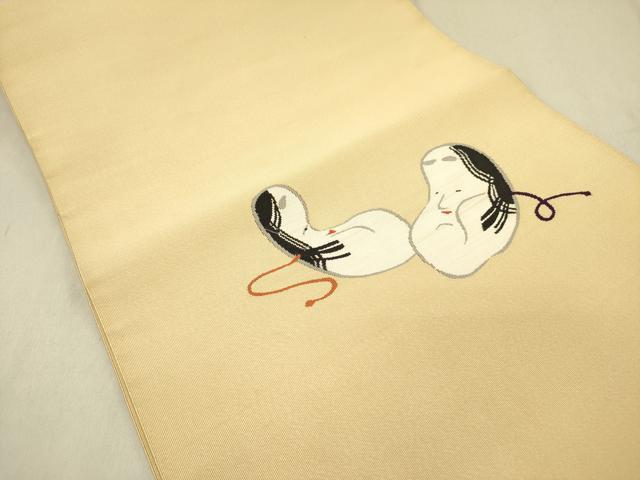 平和屋着物●爪掻き本綴れ　八寸名古屋帯　面　正絹　逸品　DABD0045op