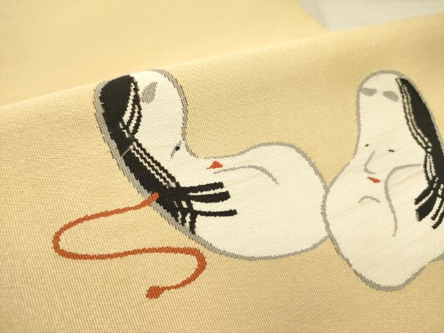 平和屋着物●爪掻き本綴れ　八寸名古屋帯　面　正絹　逸品　DABD0045op