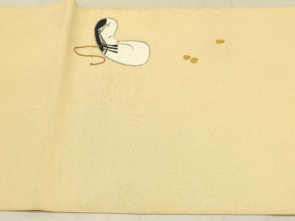 平和屋着物●爪掻き本綴れ　八寸名古屋帯　面　正絹　逸品　DABD0045op