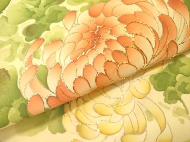平和屋着物●塩瀬　九寸開き名古屋帯　駒刺繍　乱菊　金彩　正絹　逸品　未使用　DABD0046op