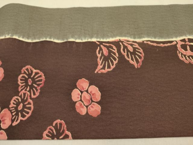 平和屋着物●摺型友禅　京都　多ち花　九寸名古屋帯　型染　花鳥文　正絹　逸品　DABD0054op