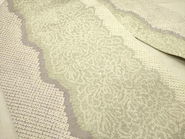 平和屋着物●名門　藤娘きぬたや・総絞り　九寸名古屋帯　総絞り　草花　三越扱い　正絹　逸品　DABD0056op