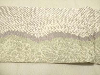 平和屋着物●名門　藤娘きぬたや・総絞り　九寸名古屋帯　総絞り　草花　三越扱い　正絹　逸品　DABD0056op