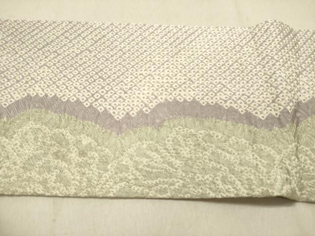 平和屋着物●名門　藤娘きぬたや・総絞り　九寸名古屋帯　総絞り　草花　三越扱い　正絹　逸品　DABD0056op