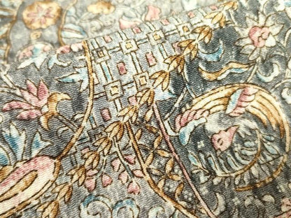 平和屋着物■上質な小紋 更紗花鳥文 鬼しぼ縮緬 正絹 逸品 DABD0075op