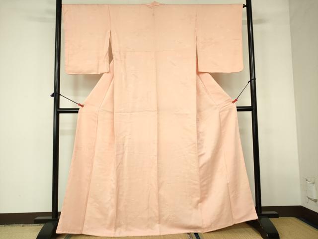 平和屋着物■上質な色無地 流水花筏地紋 人色 正絹 逸品 DABD0095op