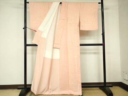 平和屋着物■上質な色無地 流水花筏地紋 人色 正絹 逸品 DABD0095op