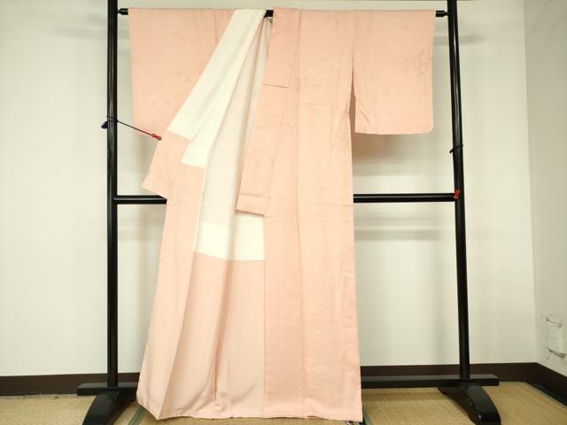 平和屋着物■上質な色無地 流水花筏地紋 人色 正絹 逸品 DABD0095op